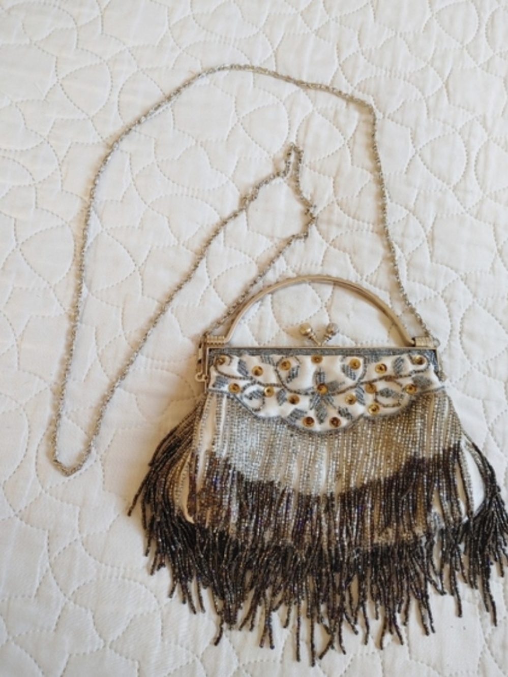Vintage Beaded Fringe Evening Bag